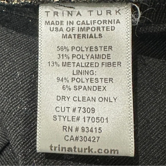 Trina Turk Metallic Gold Chevron Stretch Pant - Picture 6 of 6